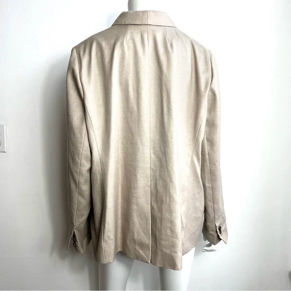 J.Crew Parke Blazer 22 Beige Linen Blend Single Button Career Classic Plus - Picture 4 of 10